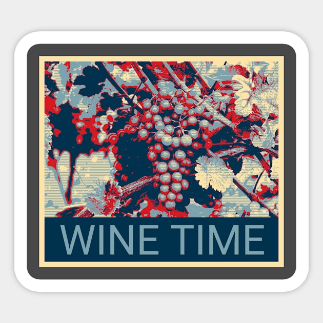 Wine Time - Shepard Fairey style design Sticker by Montanescu